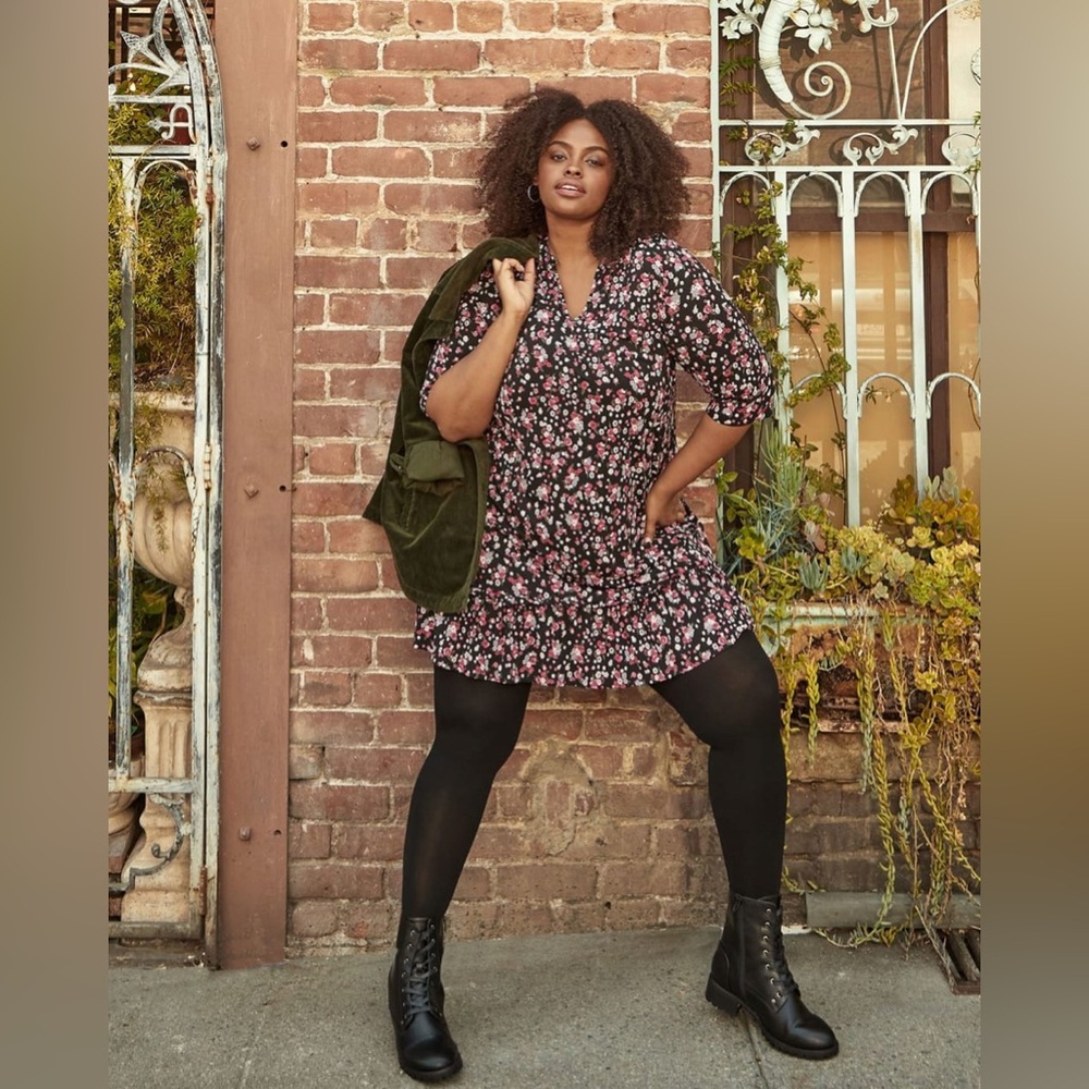 Black and pink floral dress from Penningtons